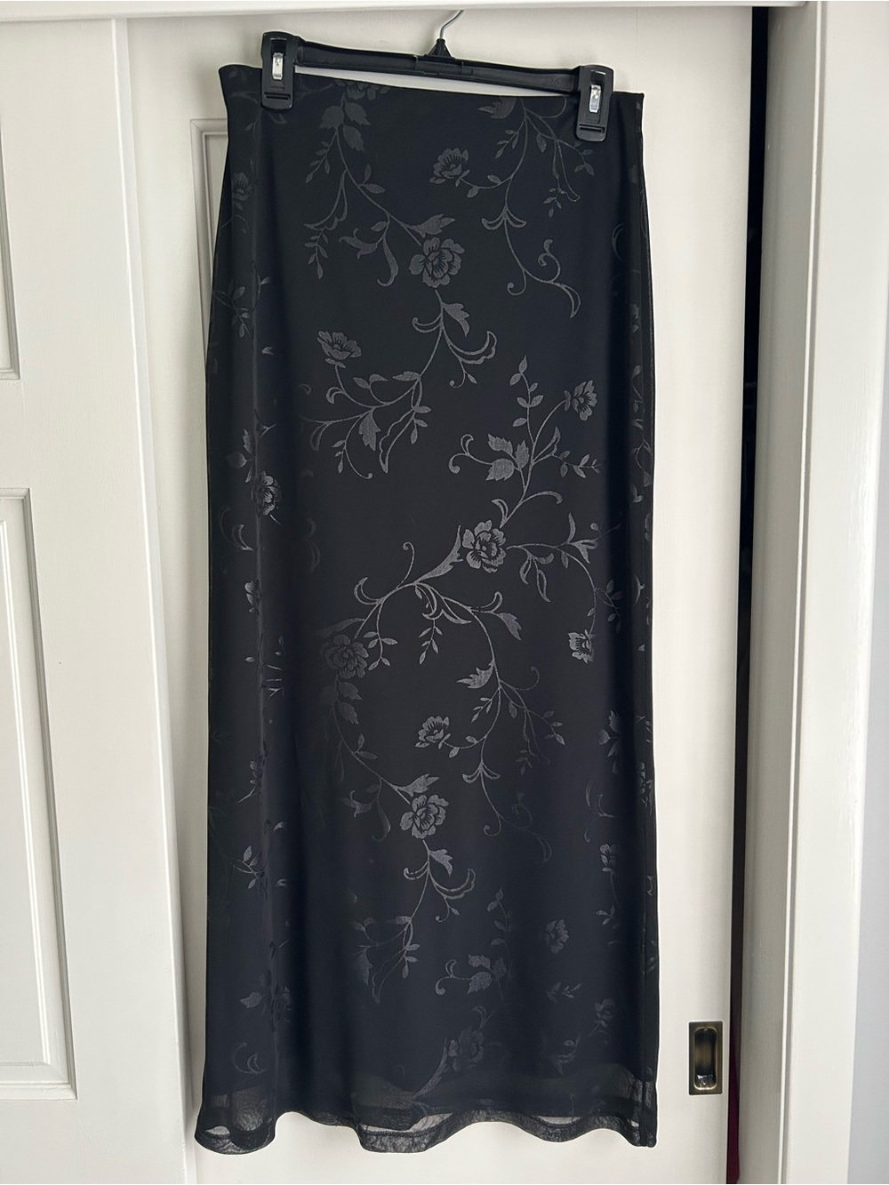 VTG Y2K Pia Clothing USA Mesh Black Floral Pencil Skirt size L, mint condition